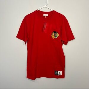 NEW Mitchell & Ness Shirt Mens Small Red Chicago Blackhawks Hockey NHL Pocket